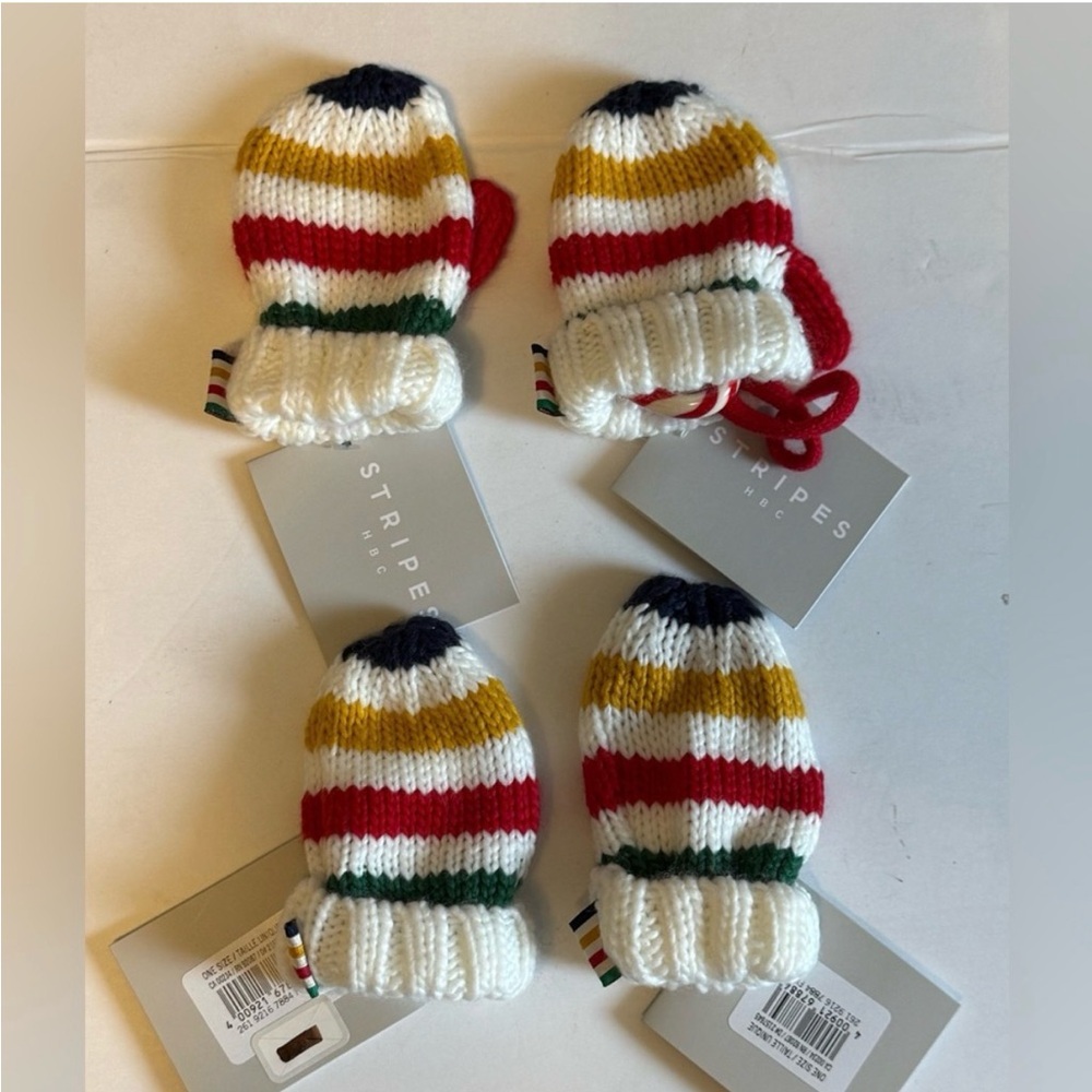 Set of 4 - Hudson’s Bay/HBC Stripes Mitts Ornaments